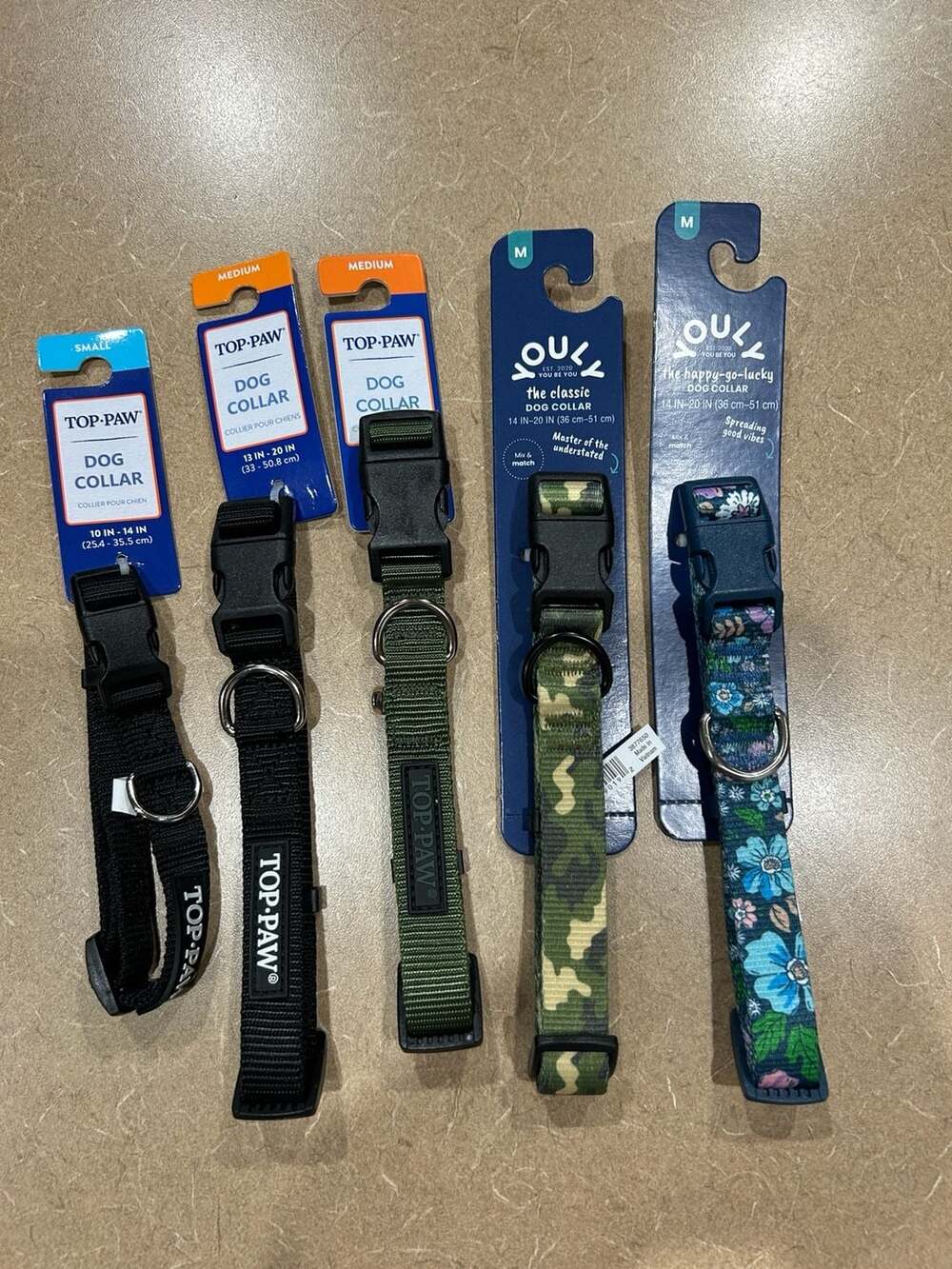 Assorted Top Paw and Youly Brand Adjustable Dog Collars